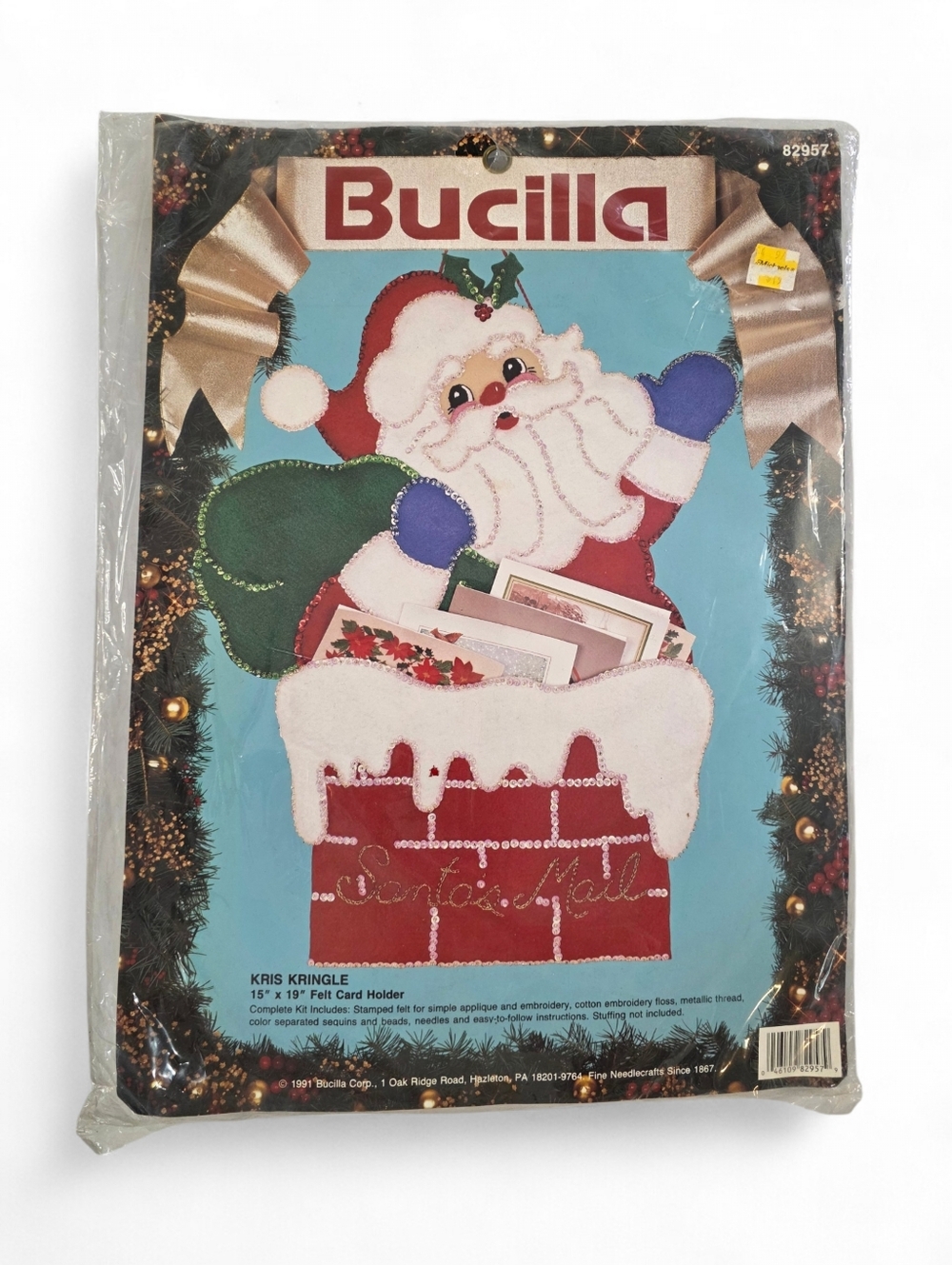 Bucilla Kris Kringle Card Holder Felt Kit #82957 Christmas Vintage 1991 NIP